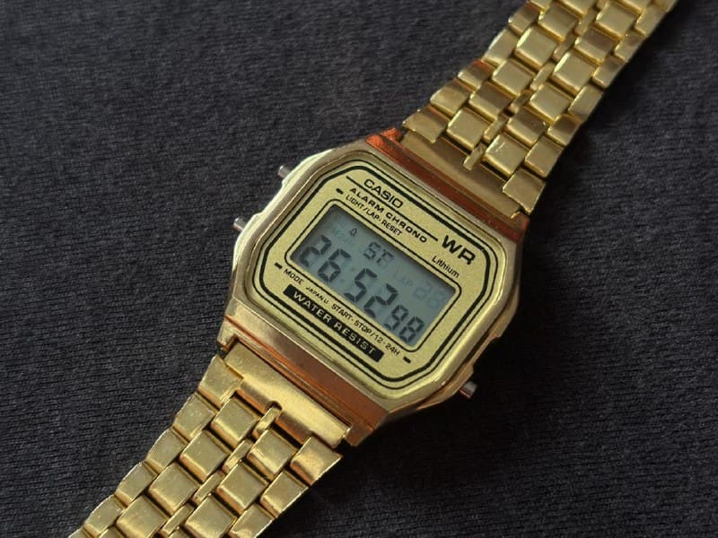 Casio Vintage с металлическим ремешком золотые (A159WA)